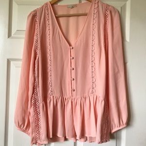 Gianni Bini pink boho style blouse